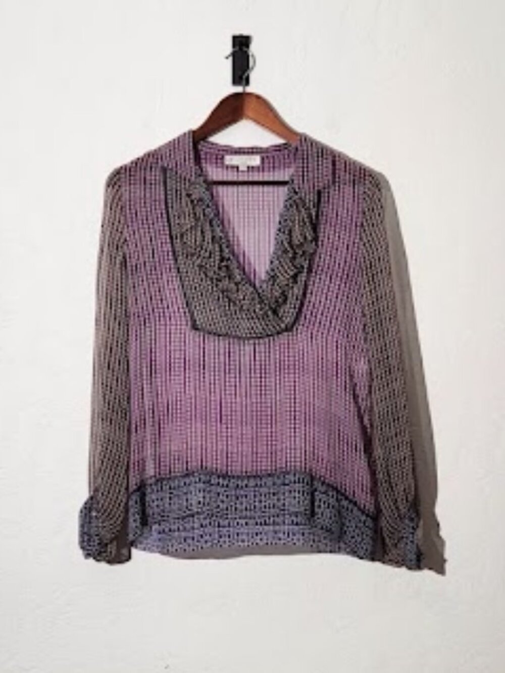 Megan Park Women's Sheer Silk Long Sleeve Blouse Size 1 (small)